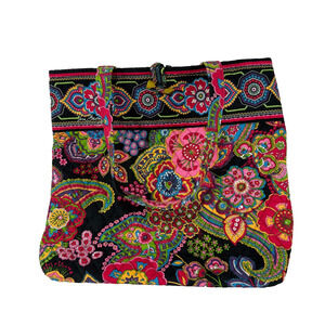 Vera Bradley Symphony in Hue Tote Purse Quilted Floral Shoulder Bag Toggle